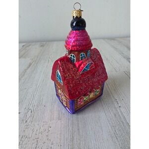 Vintage radko chapel hill‎ church chapel glass glitter ornament Xmas tree